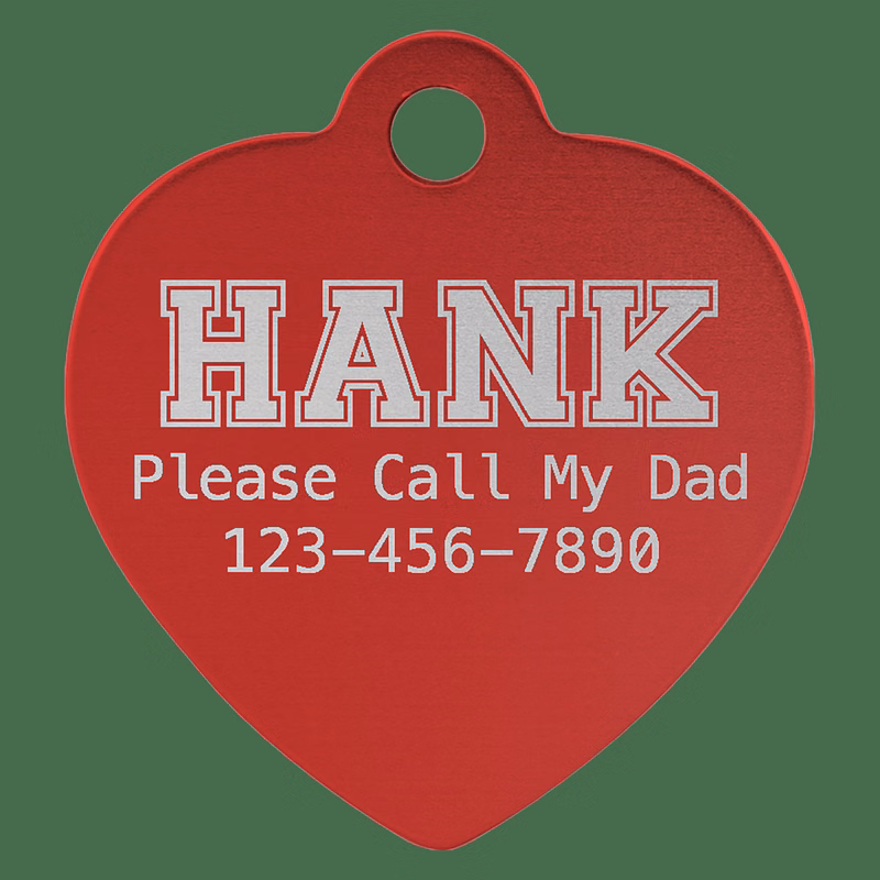 1" x 1" Red Anodized Aluminum Heart Pet Tag