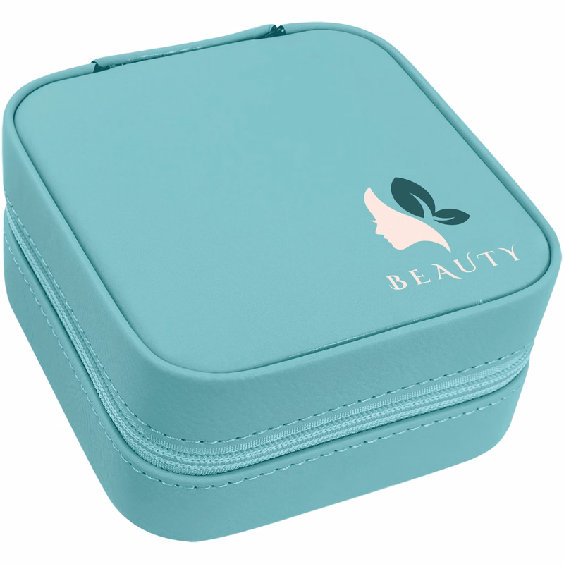 Teal Leatherette Travel Jewelry Box