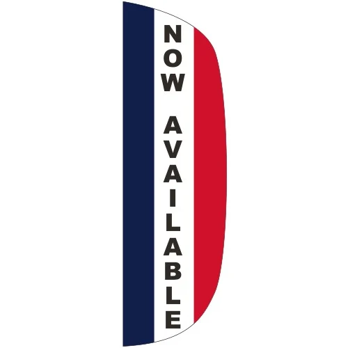 "NOW AVAILABLE" 3' x 10' Message Flutter Flag 1