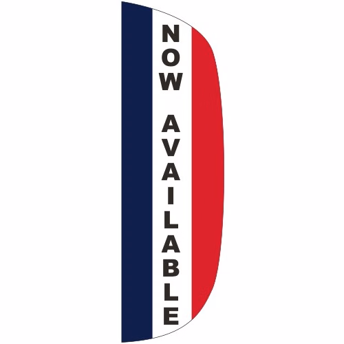 "NOW AVAILABLE" 3' x 10' Message Flutter Flag