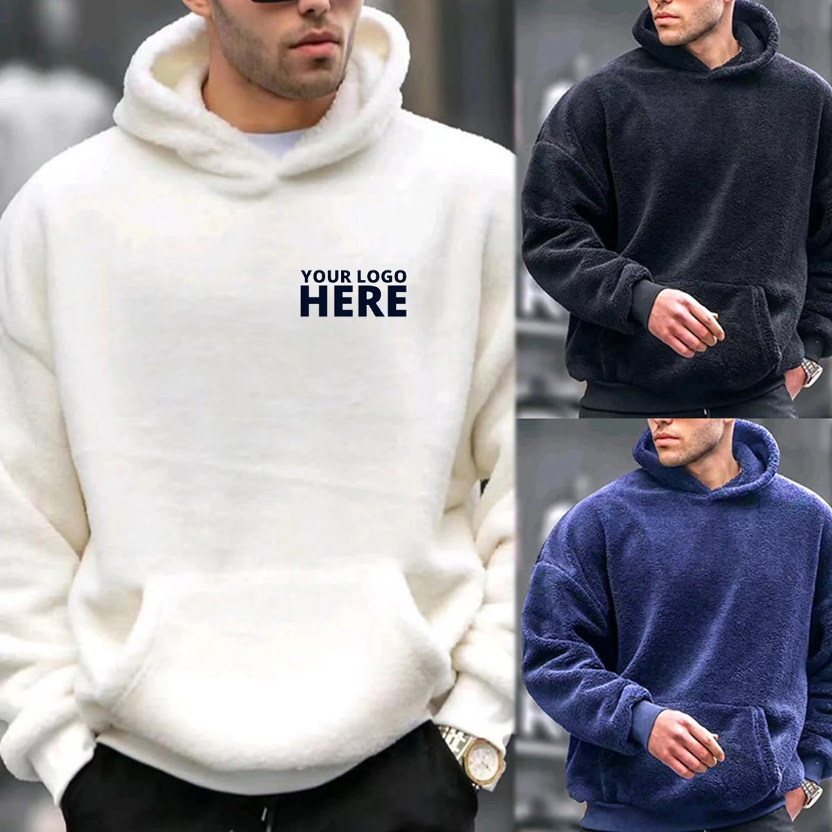 Flannel Pullover Hooded Sweatshirt, custom hoodie or sweatshirt with logo imprint 1