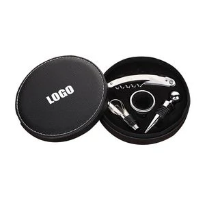 4 In 1 Wine Opener With Corkscrew Blade And PU Leather Case 1