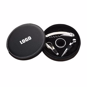 4 In 1 Wine Opener With Corkscrew Blade And PU Leather Case