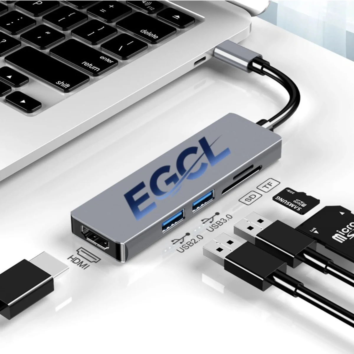 type-c docking station 5-in-1 HDMI4k USB3.0 USB2.0 SD/TF 1