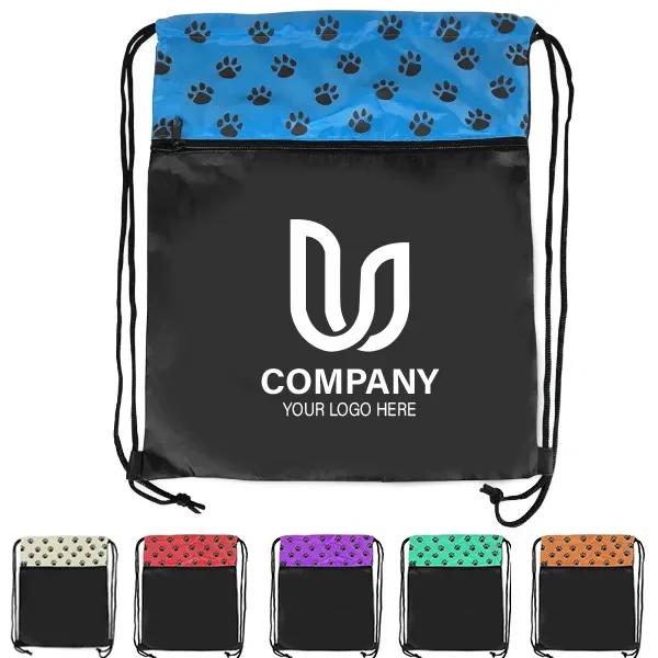 Paw Print Drawstring Backpack -14.5"x18" 1