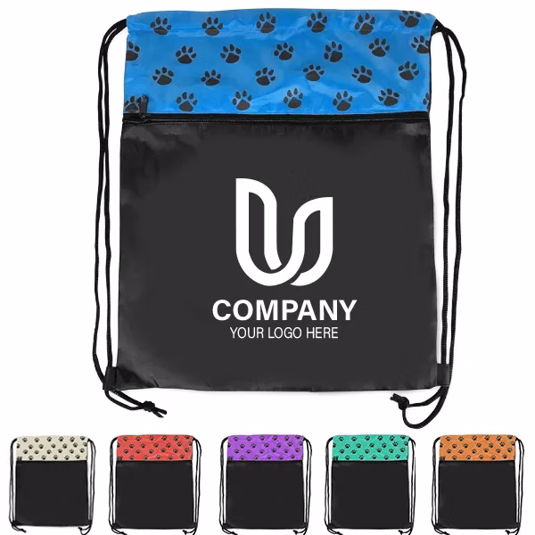 Paw Print Drawstring Backpack -14.5"x18"