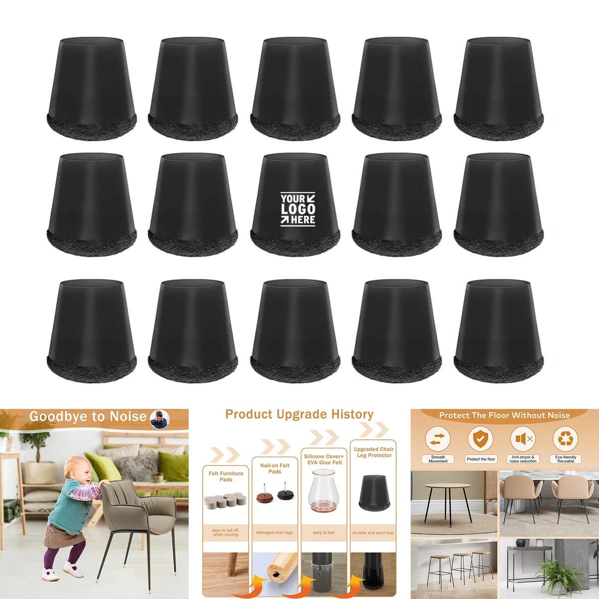 Chair Leg Floor Protector Furniture Anti-Slip Reduce Noise Felt Pad Silicone Integrated Foot Cover 1