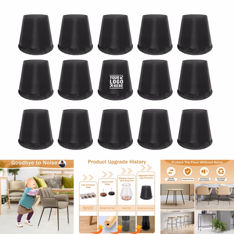 Chair Leg Floor Protector Furniture Anti-Slip Reduce Noise Felt Pad Silicone Integrated Foot Cover