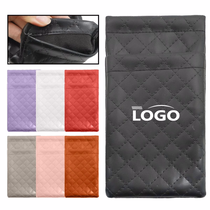 Portable Squeeze Top Soft Leather Glasses Pouch
