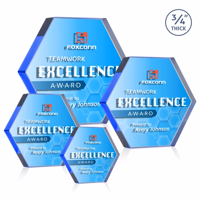 Gilford Hexagon VividPrint™ Double Sided Award - Blue