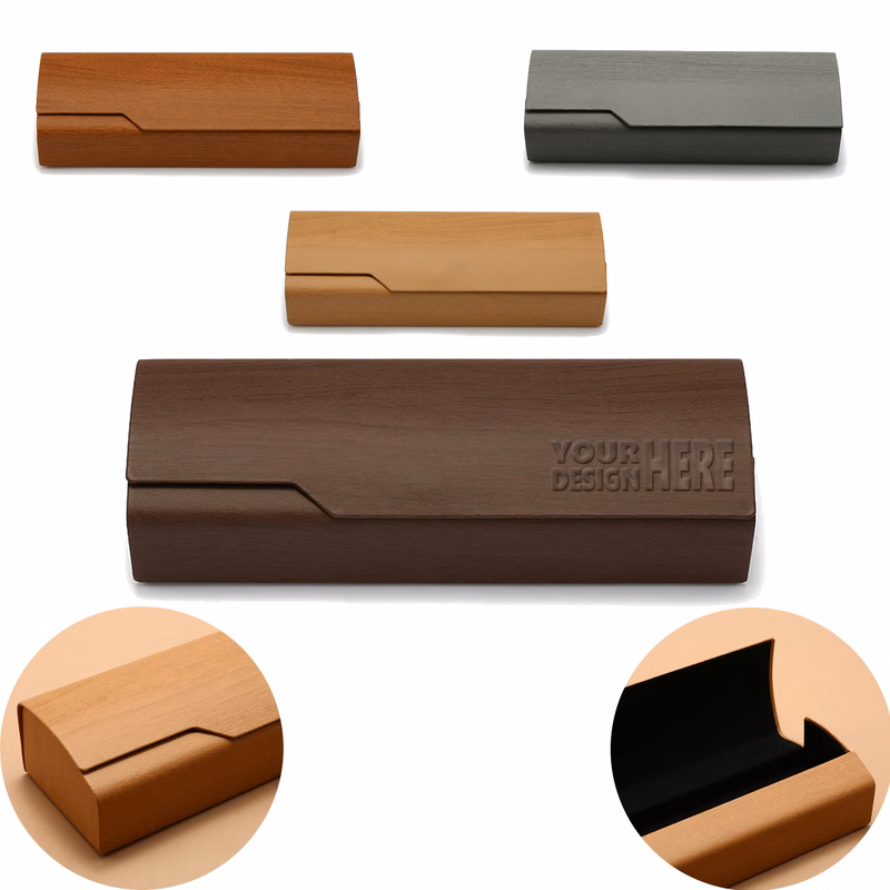 MOQ 10pcs Wooden Grain Glasses Case