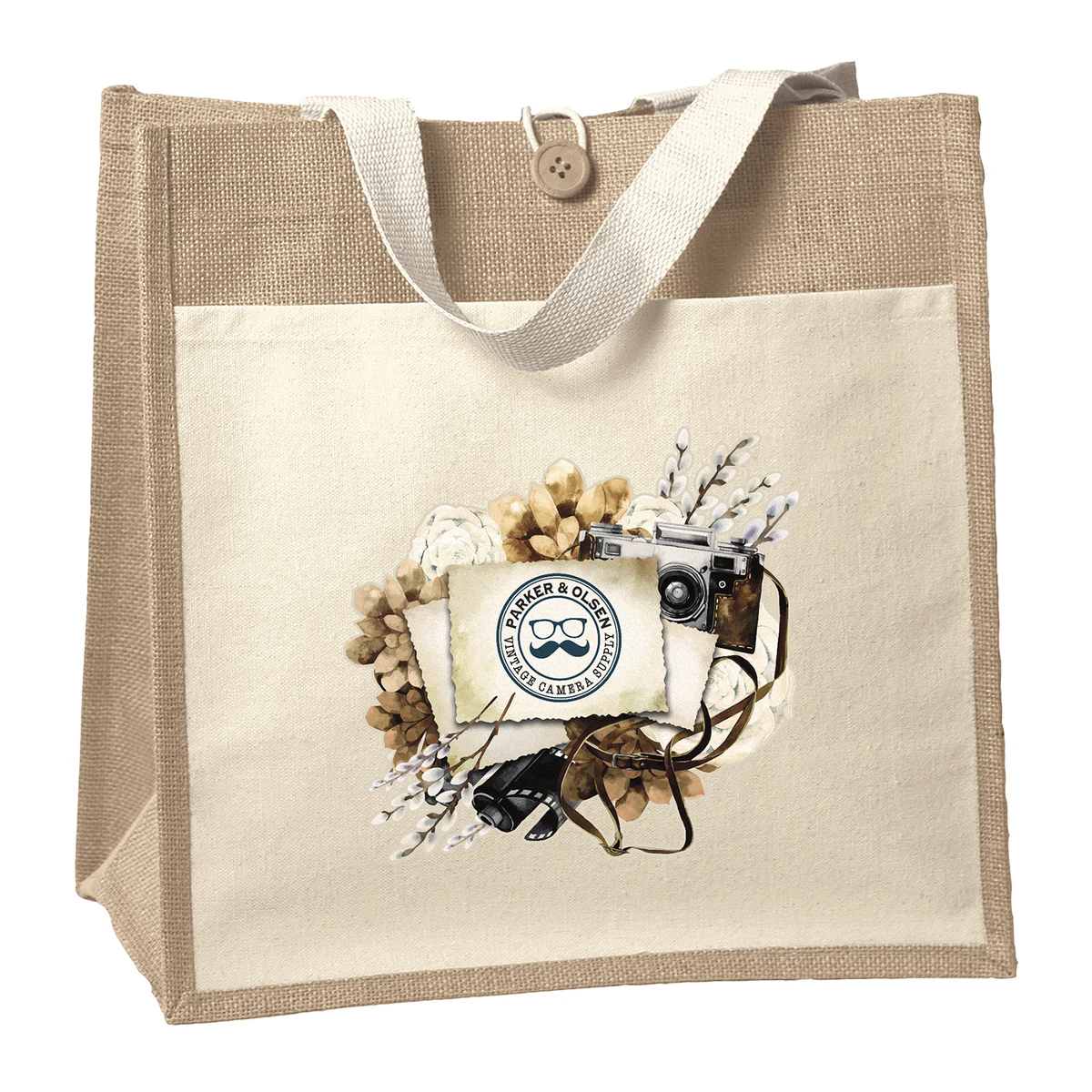 Izzy™- Jute Tote - ColorVista, custom tote bag with logo imprint 1