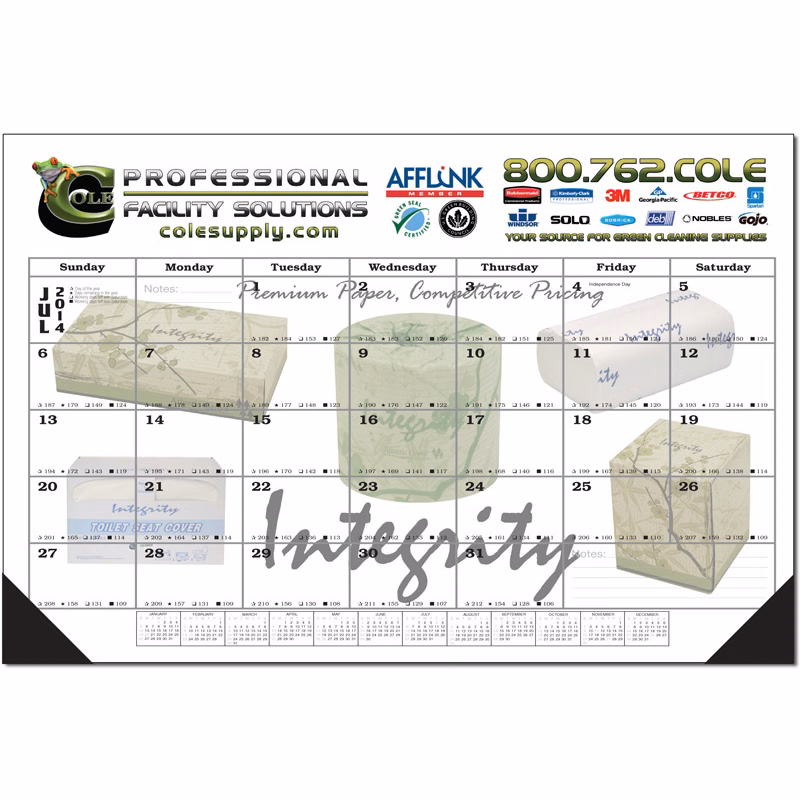 Full Color 12 Sheet Desk Pad Calendar