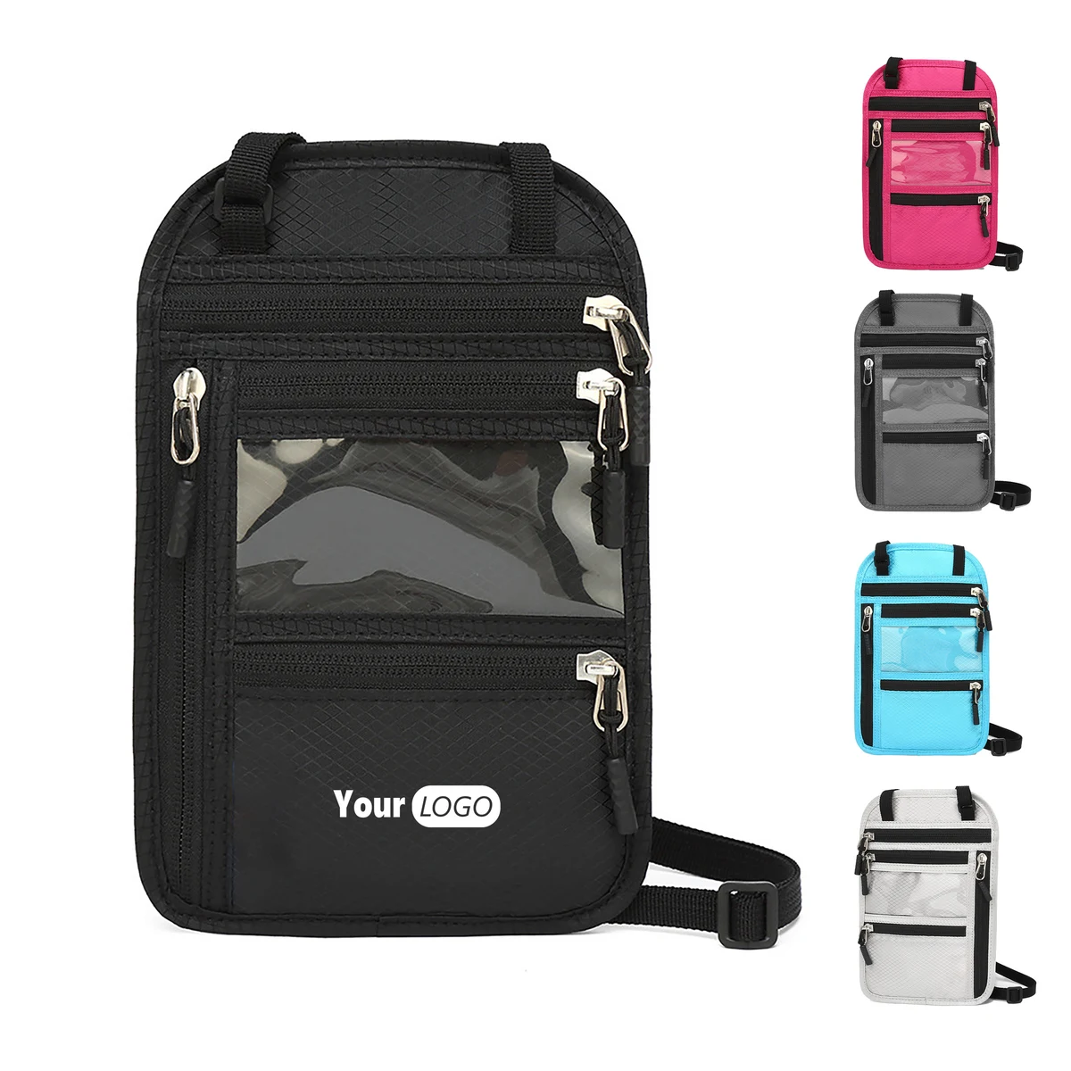 Multi-Zip Crossbody ID Holder With Clear Window 1