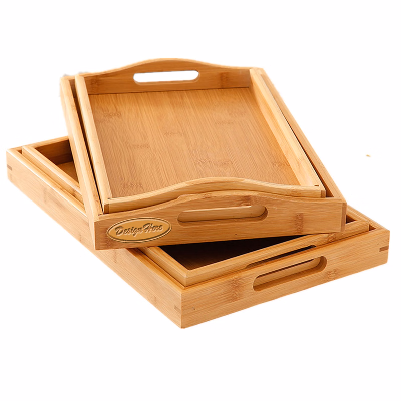 Rectangular bamboo tea tray