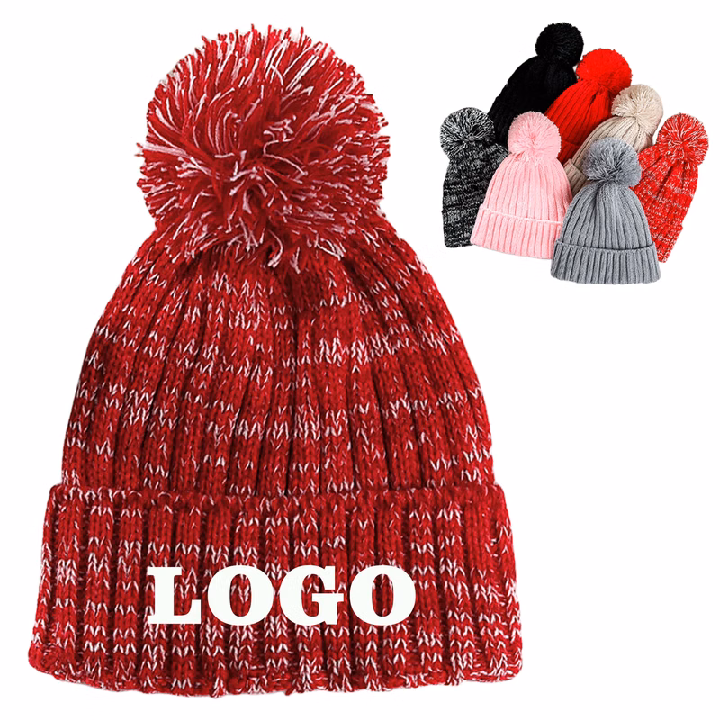 Children's Cuffed Knit Beanie W/Pom