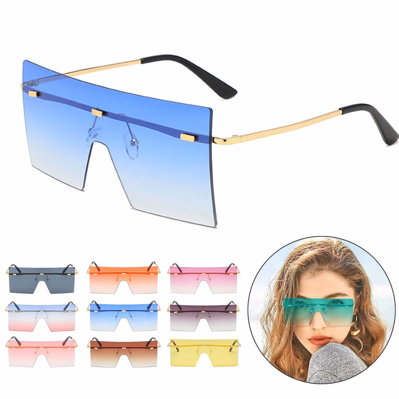 Retro Rimless Rectangle Sunglasses