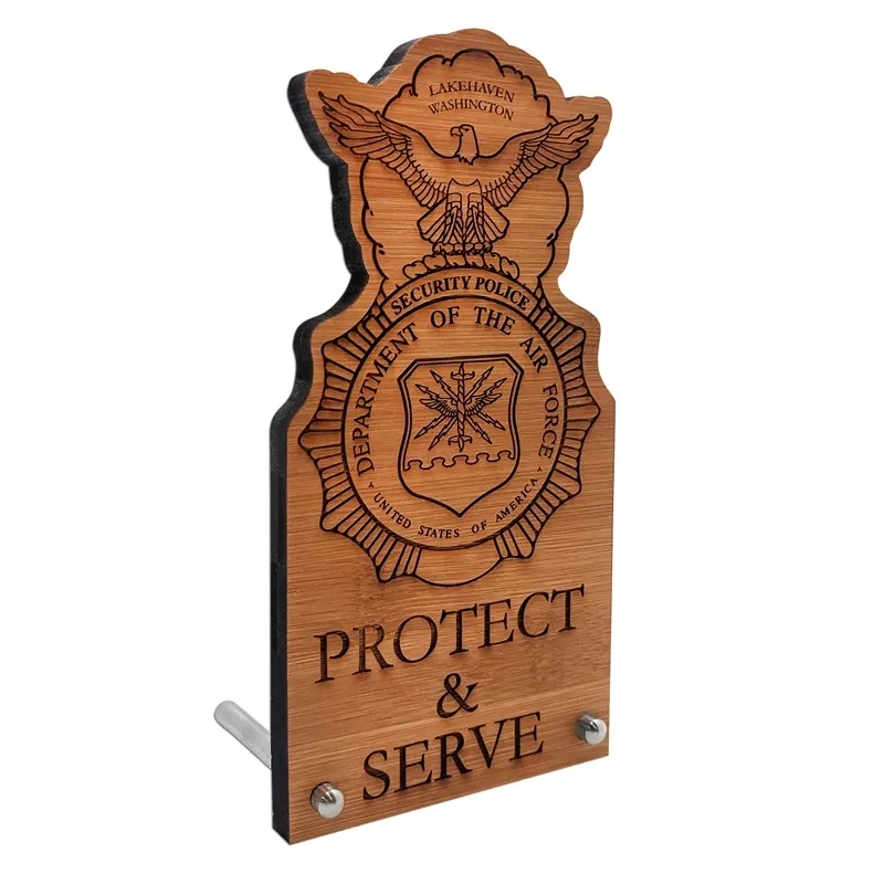 Laser Etched Bamboo Desk Plaques with Posts 1
