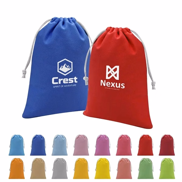 Custom 7 inch x 5 inch Cotton Drawstring Gift Bag — Reusable Party Pouch