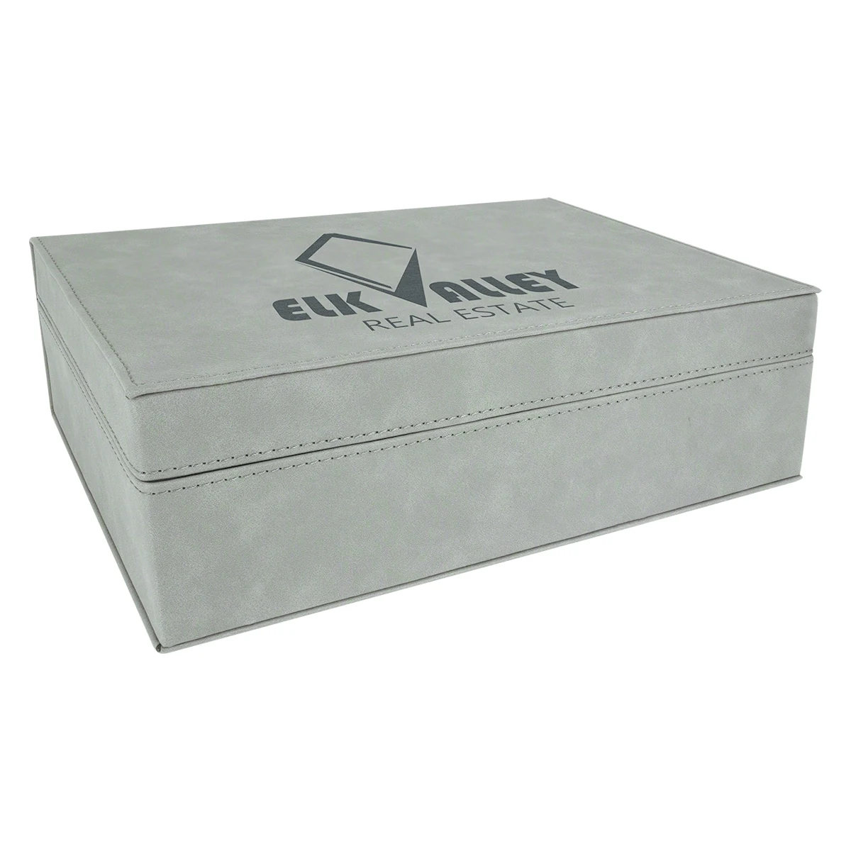 10 1/4" x 7 1/2" Gray Leatherette Premium Gift Box 1