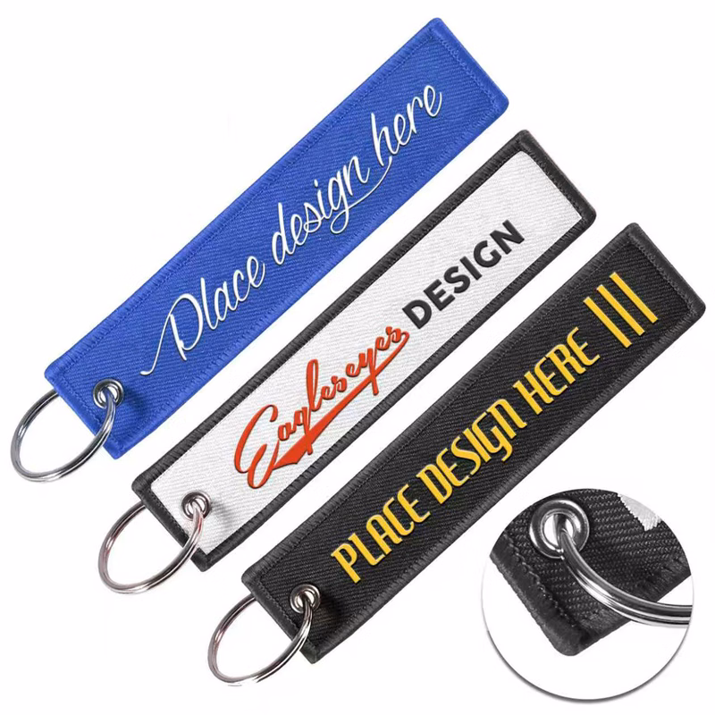 Embroidered Flight Keytag Keychain Tag 5"