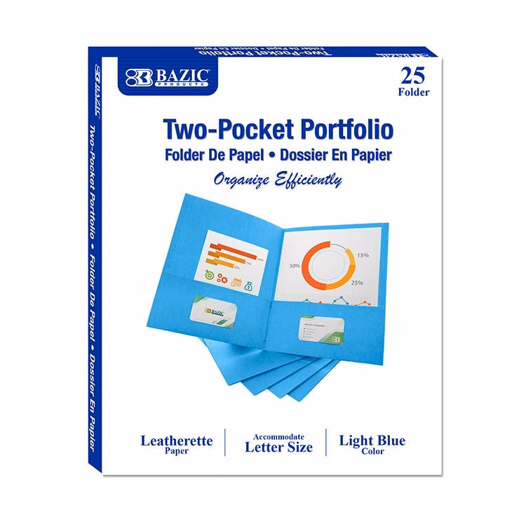 2 Pocket Folders - Light Blue 25 Pack