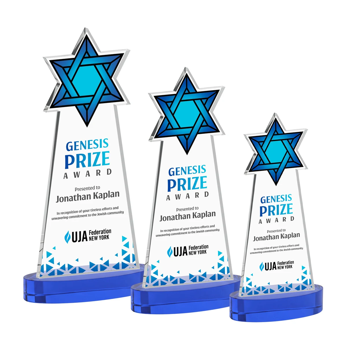 Star of David VividPrint™ Award on Alberton Base - Blue 1