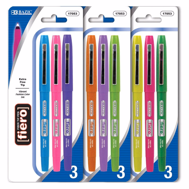 Extra-Fine Fiber Tip Pens - 4 Pack Assorted Colors