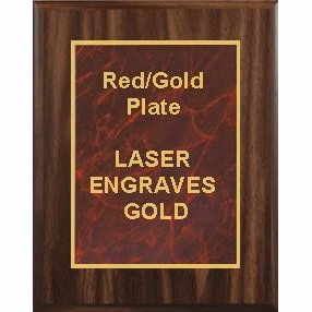 5" x 7" Classic Walnut Finish Plaque with a Red Marble Designer Plate