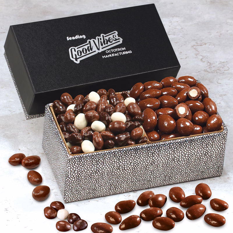 Chocolate Almonds & Triple Treat Cranberries in Black & Silver Gift Box