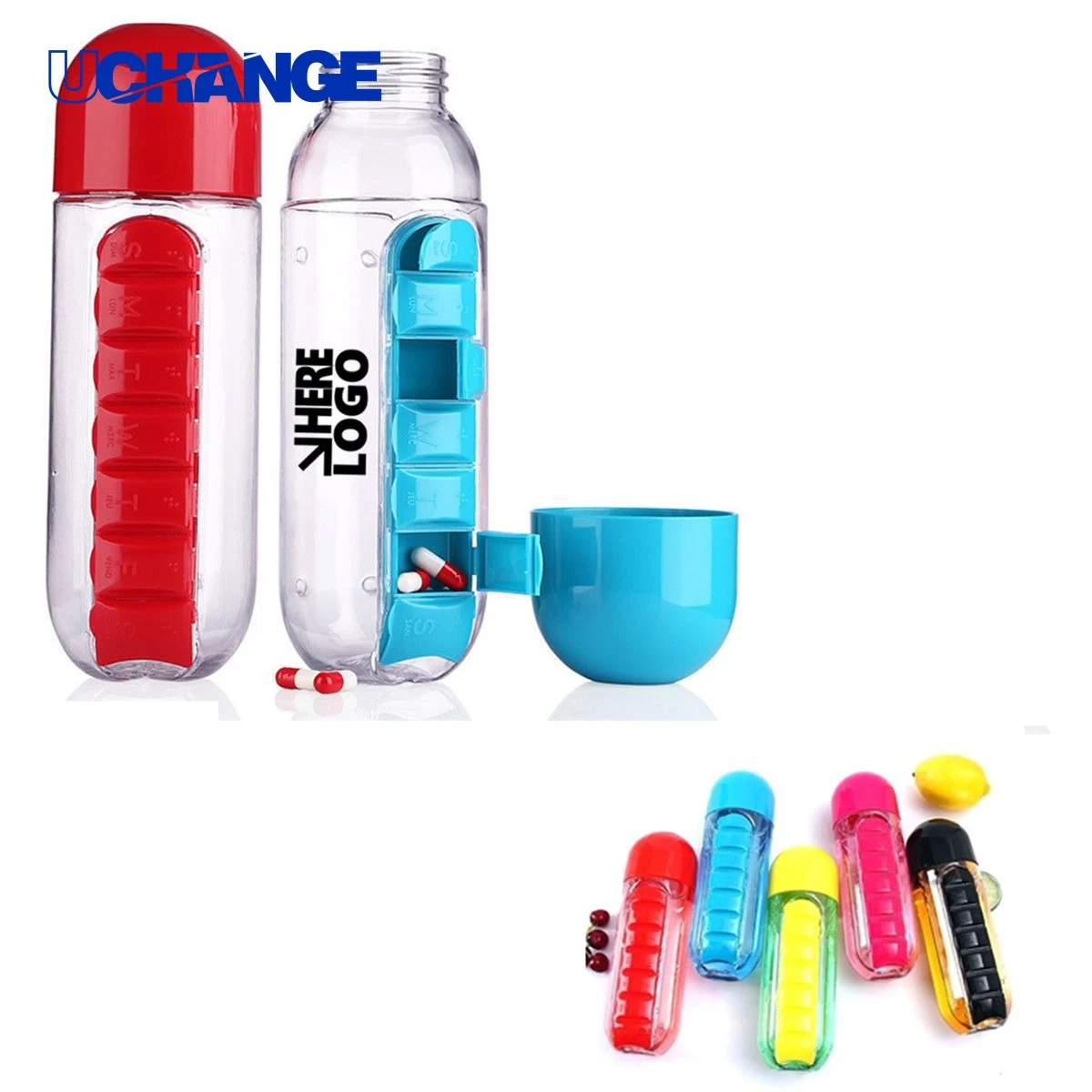 20oz Water Bottle with Pill Compartment 1