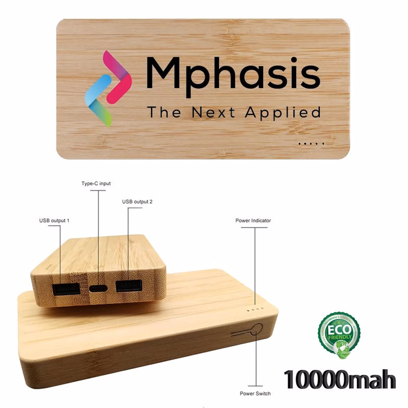 Eco-Friendly Bamboo Wood 10000 mAh Power Bank