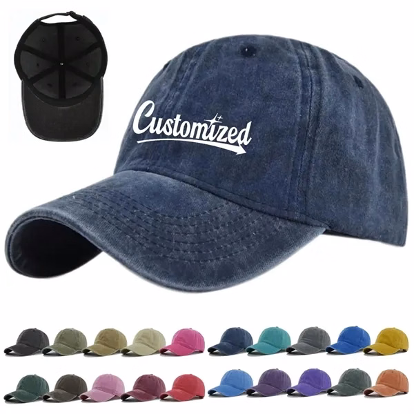 Custom Washed Vintage Canvas Baseball Cap — Retro Style Corporate & Sports Wear