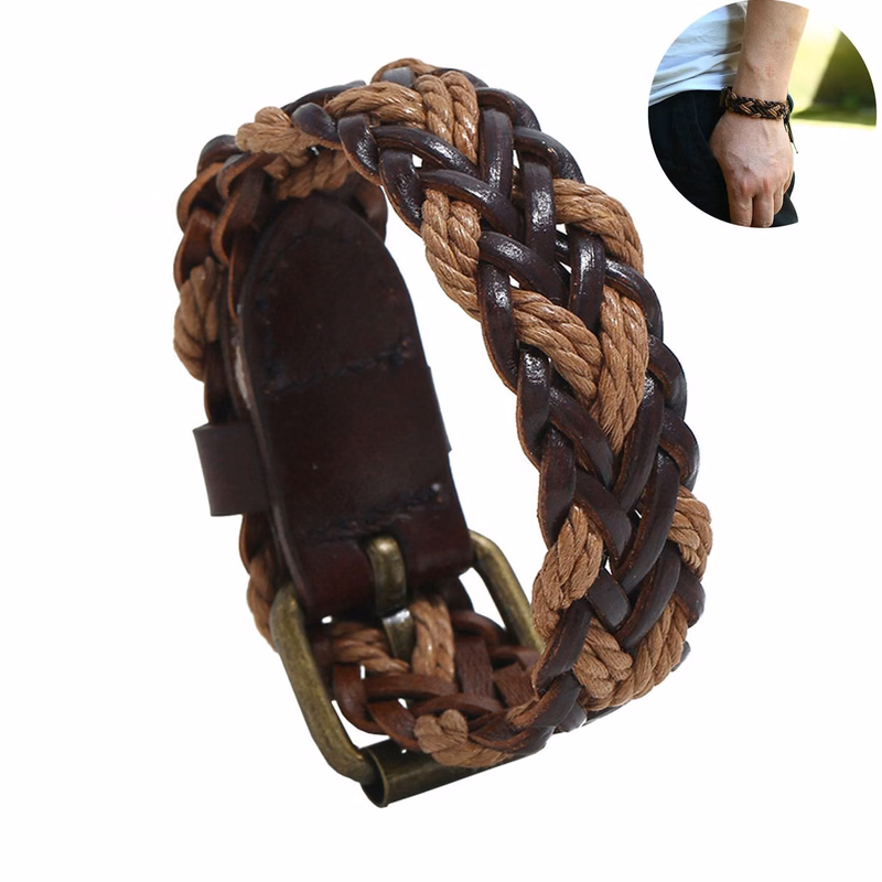 PU Simple personality street photography men's bracelet