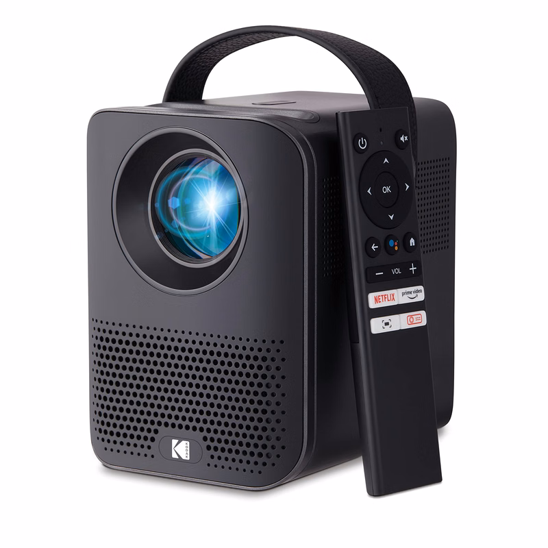 KODAK FLIK HD9 Smart Projector | Mini Black Portable Indoor & Outdoor Movie with Android TV Strea...