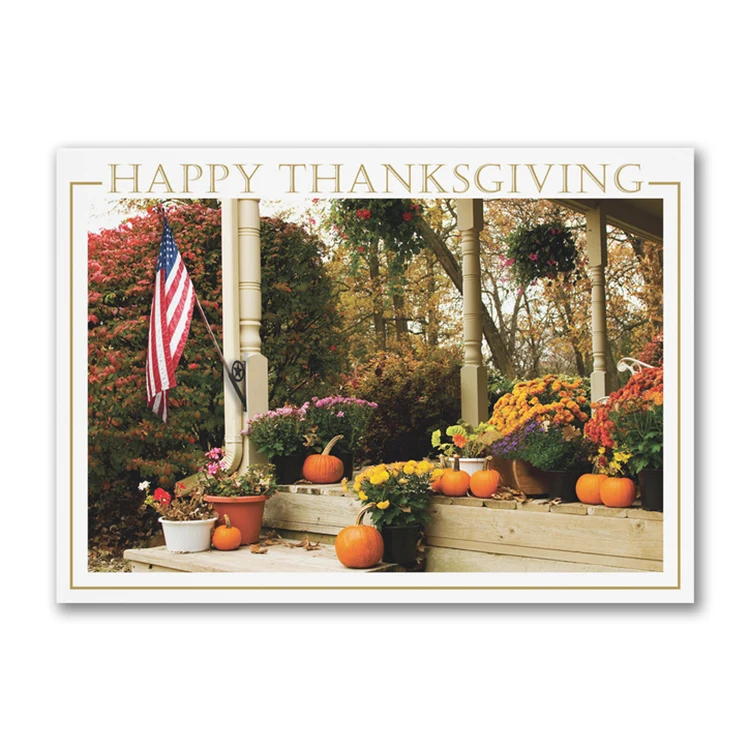 Patriotic Porch Thanksgiving Card 1