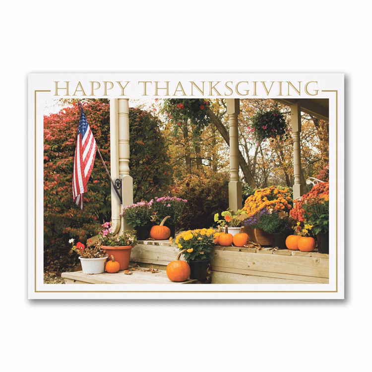 Patriotic Porch Thanksgiving Card