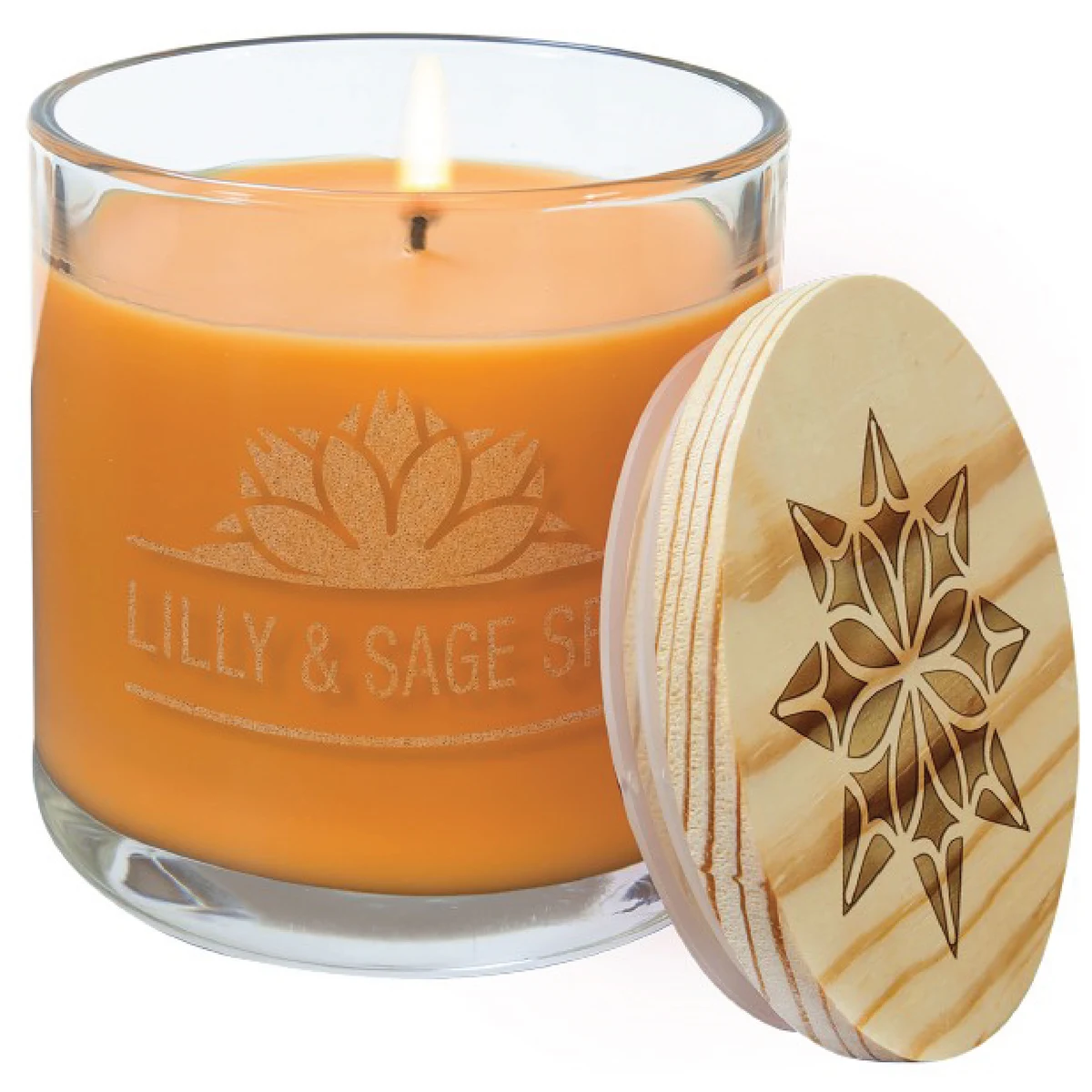 14oz Bright Citrus Candle in Glass Holder w/ Wood Lid 1