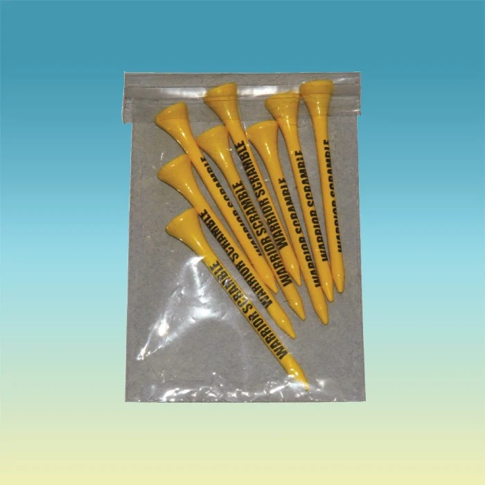 "Crystal Clear" Golf Tee Poly Bag Pack w/ Eight 2 3/4" Tees 1