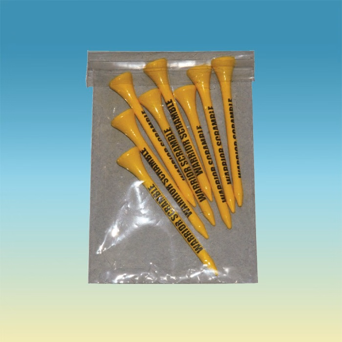 "Crystal Clear" Golf Tee Poly Bag Pack w/ Eight 2 3/4" Tees