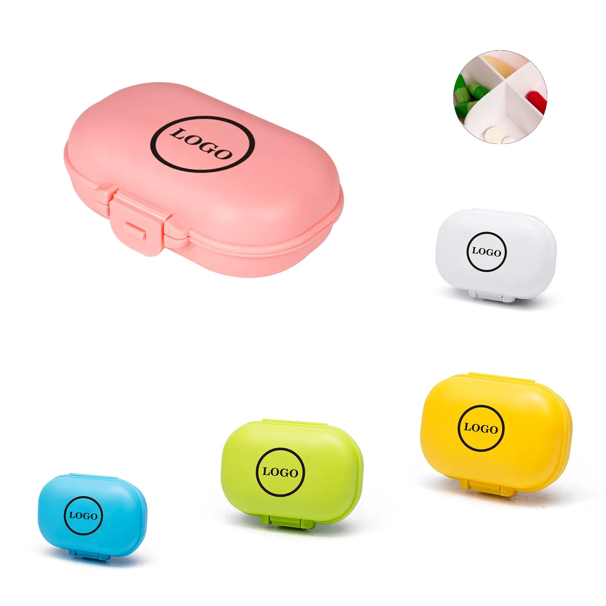 3.8"x2.6"x1.2" 4 Compartments Storage Pill Box 1