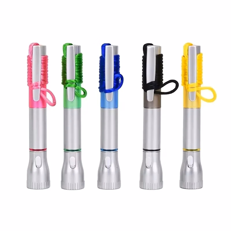 Multifunction LED Flashlight Pen with Clip and Lanyard