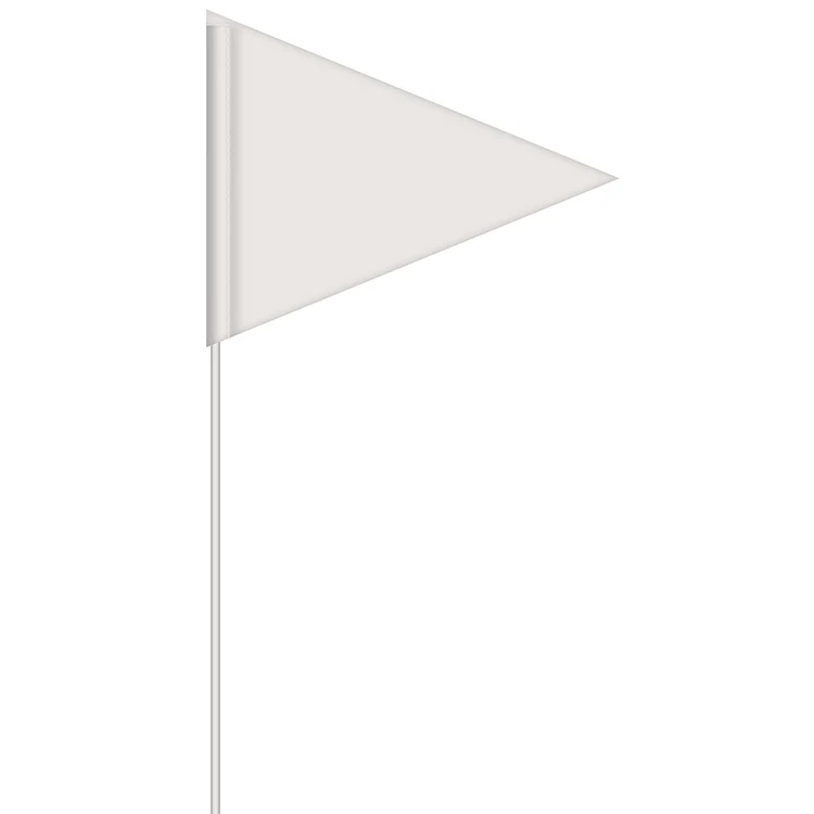 Solid Color White Pennant Field Flag w/White Staff 1