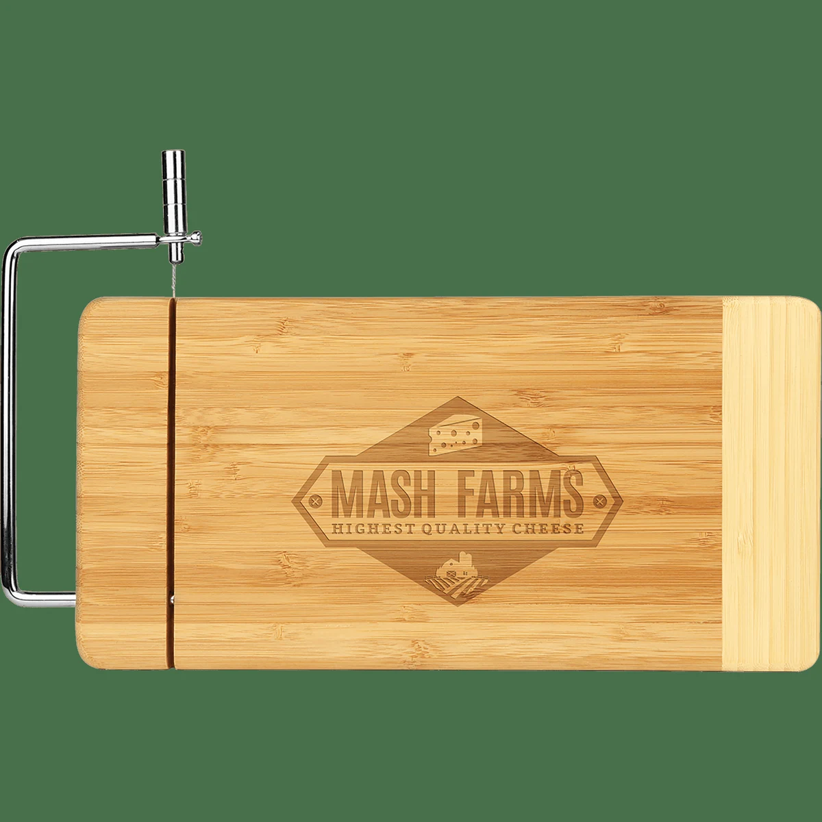 12" x 6" Bamboo Rectangle Cutting Board with Metal Cheese Cutter 1