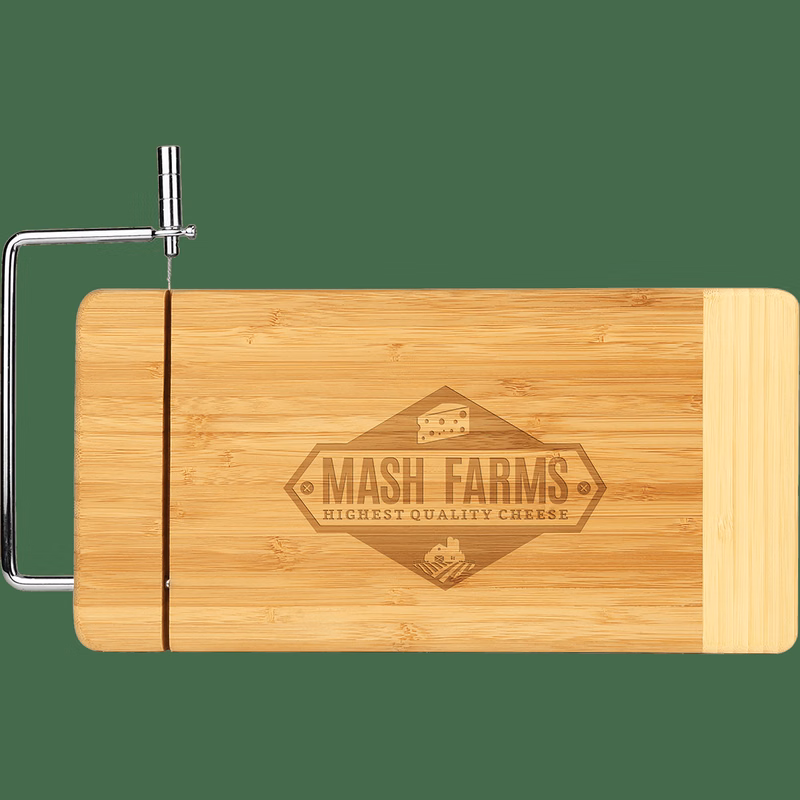12" x 6" Bamboo Rectangle Cutting Board with Metal Cheese Cutter
