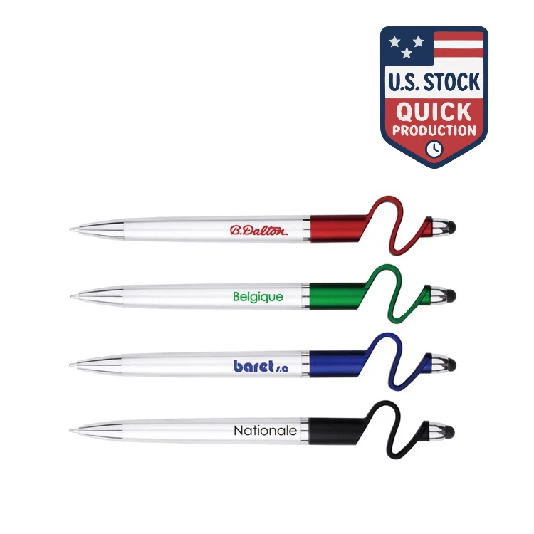 Stylus Pen with Silver Barrel Design & Built-In Phone Holder 1