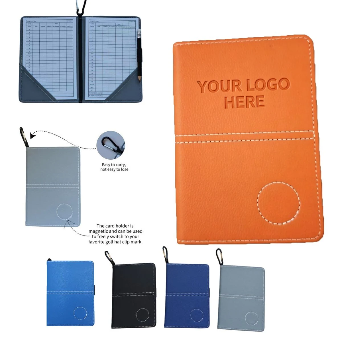 Custom Debossed Logo PU Golf Score Tracking Book For Golf Course Play 1