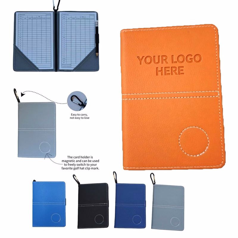 Custom Debossed Logo PU Golf Score Tracking Book For Golf Course Play