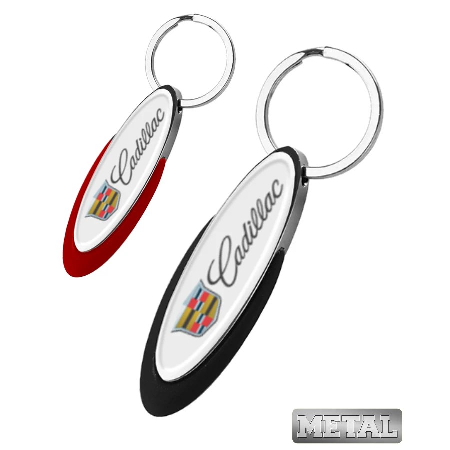 Oblong Metal Color Keychain-Full Color Dome 1