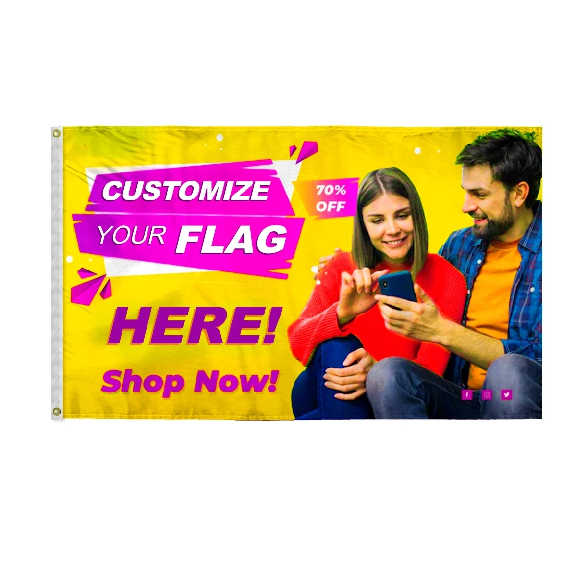 Custom Digital Print Flag 3' x 5' W-Poly 1